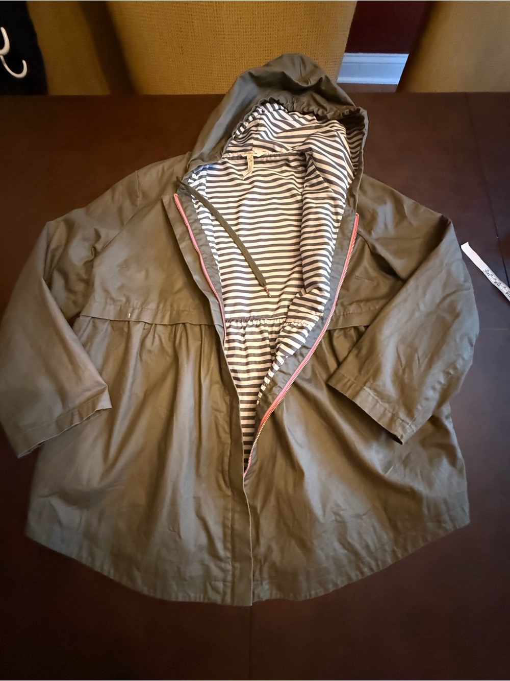 Matilda Jane Olive Hooded Utility Jacket with Striped Lining